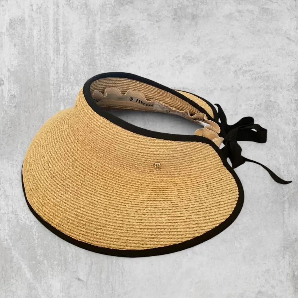 Helen Kaminski Mita Raffia Straw Visor Hat Luxury Summer
